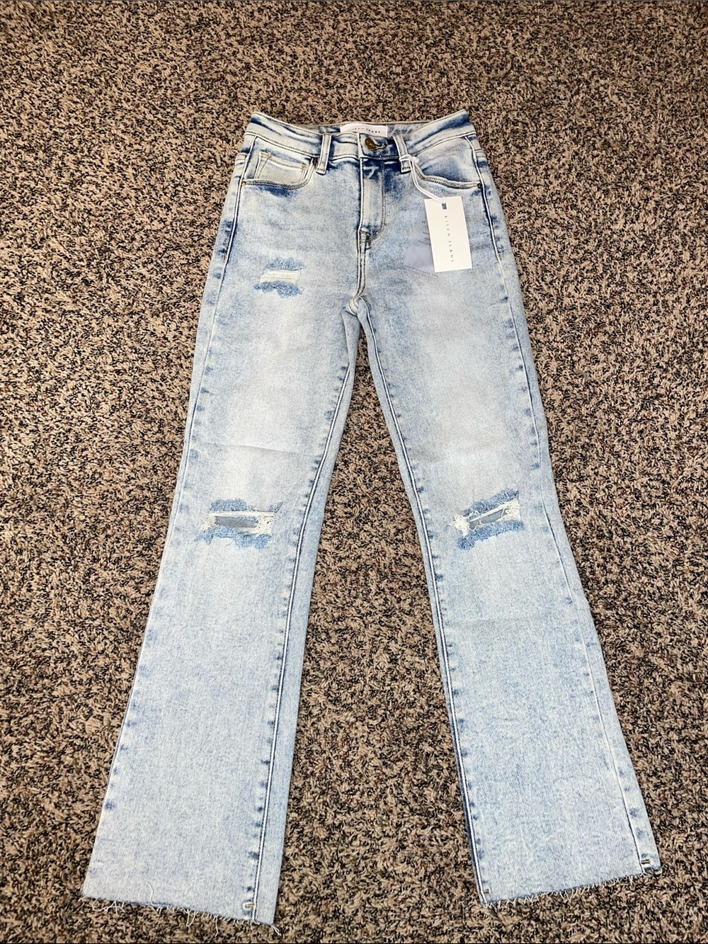 Risen Acid Wash High Rise Slim Ankle Bootcut Straight Denim Jeans 0 NWT